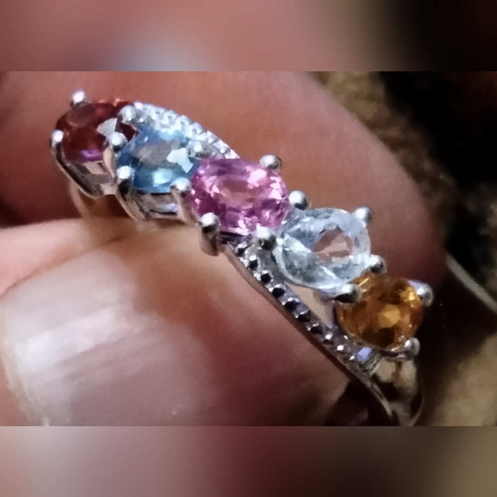 Multi Sapphire Dainty Ring crafted in Sterling Silver